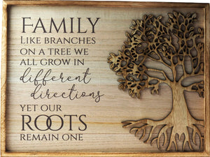 Tree Of Life 40 x 30cm Wooden Family Roots Different Directions Wall Plaque