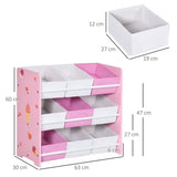 Kids Storage Unit with 9 Removable Storage Baskets for Nursery Playroom, Pink