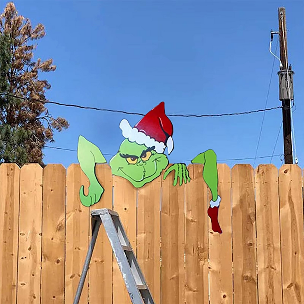 Grinch Christmas Fence Peeker