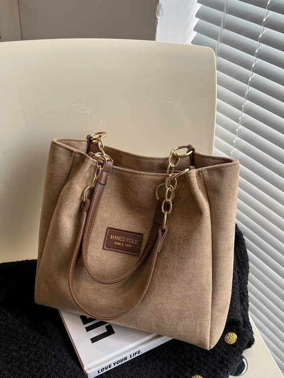 Large Volume Suede Commuter Tote Shoulder Bag