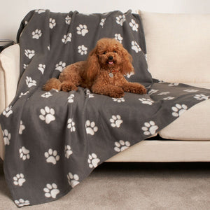 Pet Paw Print Fleece Blanket