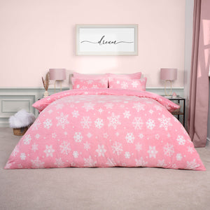 Snowflake Teddy Duvet Set - Pink