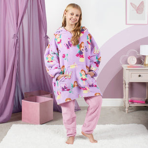 Fairy Print Hoodie Blanket, Kids - Lilac