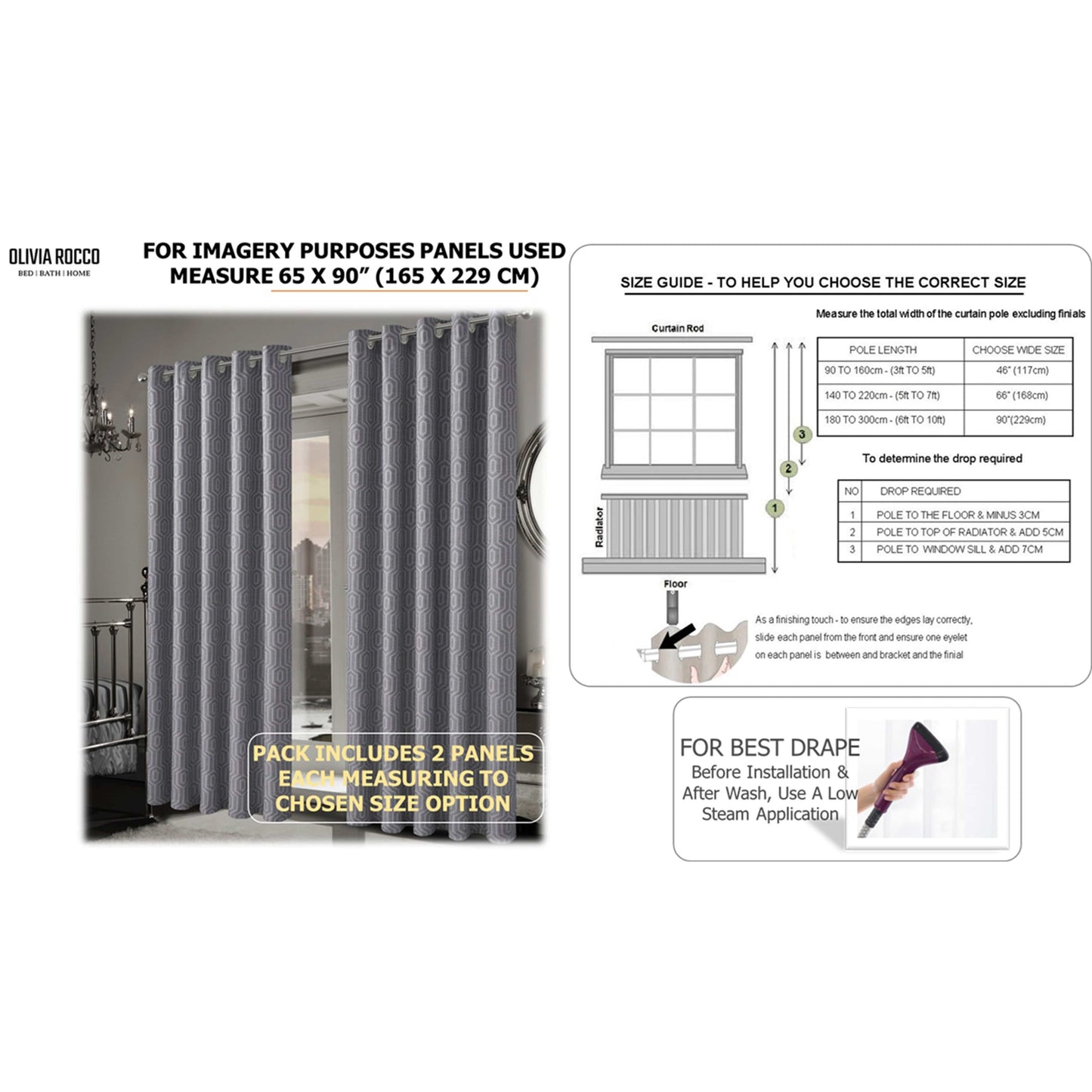 Paris Eyelet Jacquard Curtains Grey Geometric Pattern Thermal Insulated