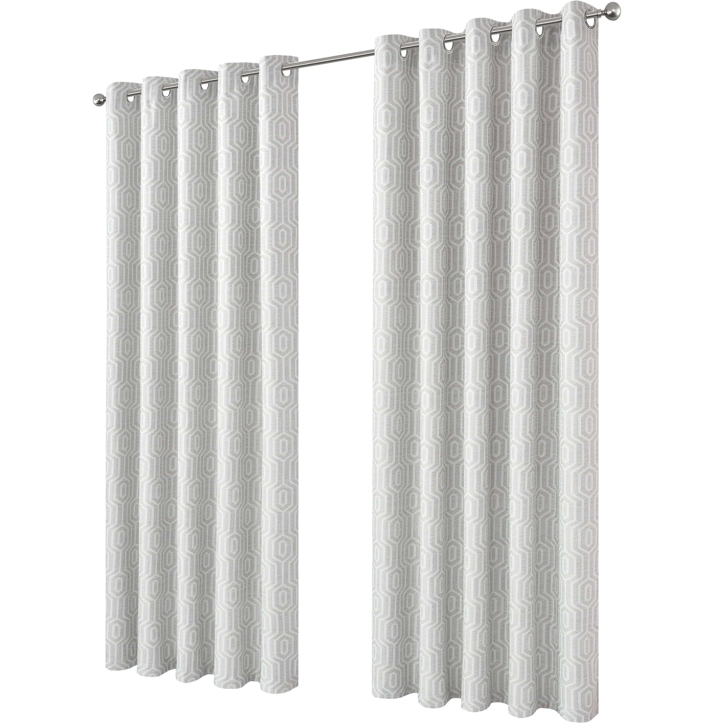 Paris Eyelet Jacquard Curtains Natural Geometric Pattern Thermal Insulated