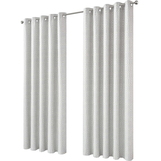 Paris Eyelet Jacquard Curtains Natural Geometric Pattern Thermal Insulated