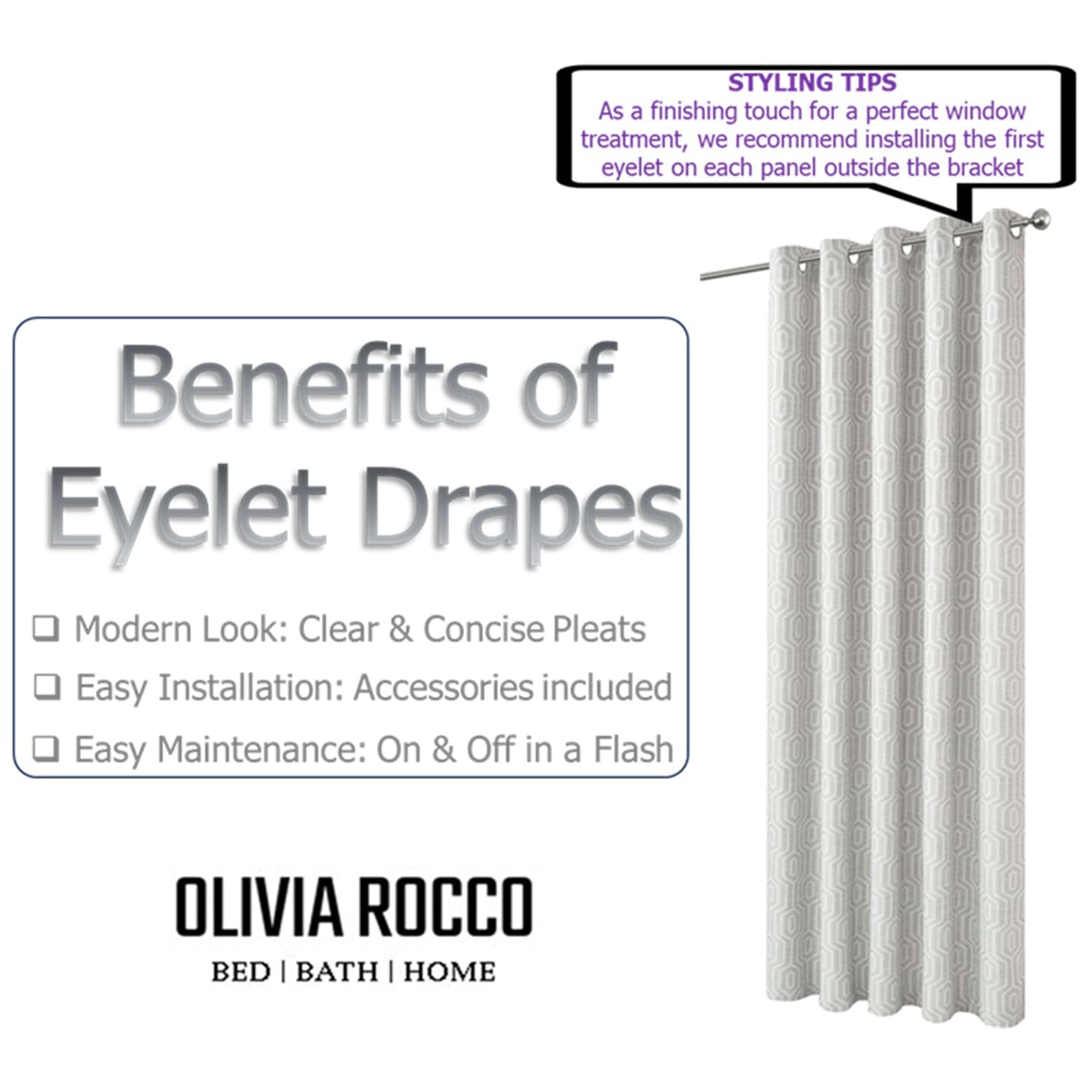 Paris Eyelet Jacquard Curtains Natural Geometric Pattern Thermal Insulated