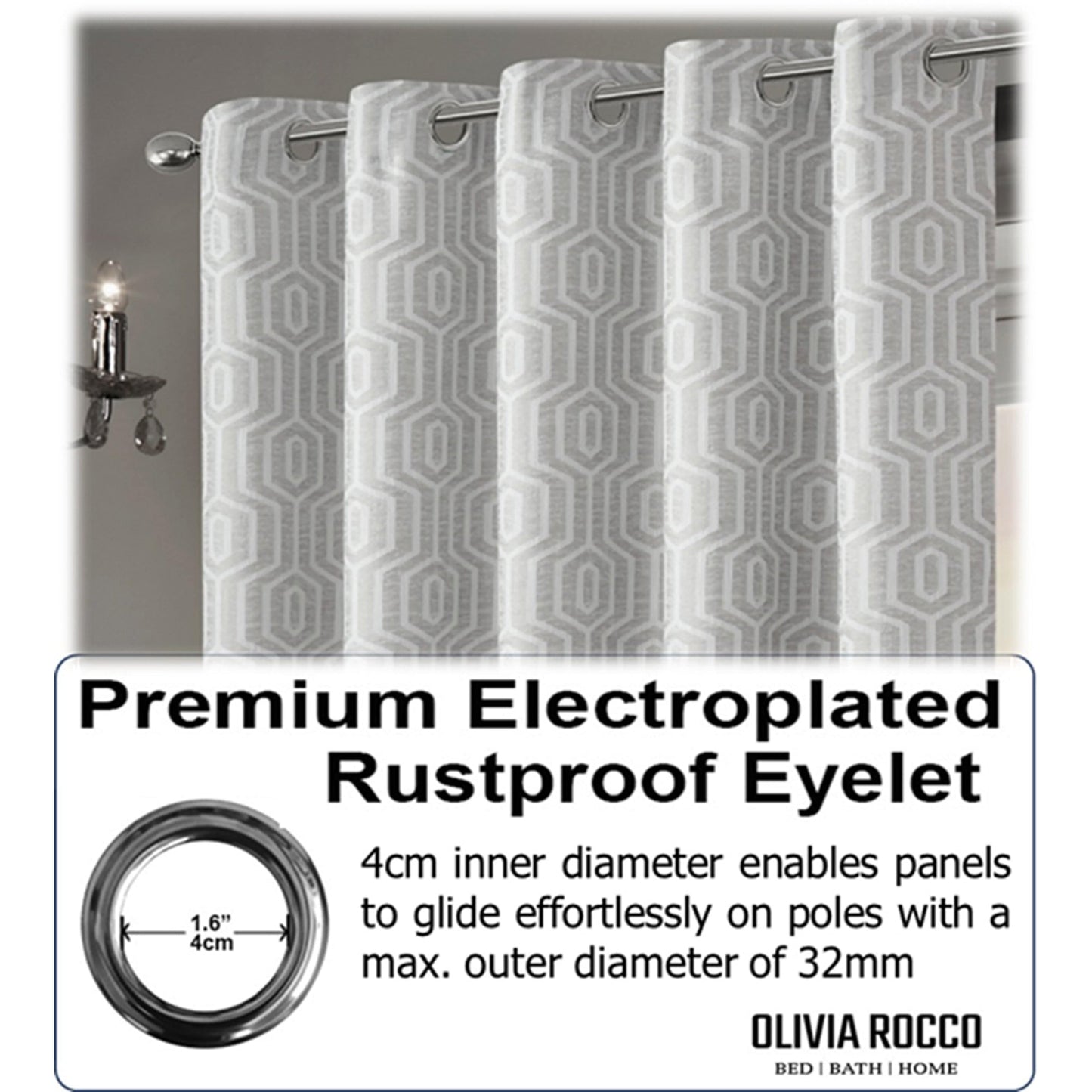 Paris Eyelet Jacquard Curtains Natural Geometric Pattern Thermal Insulated