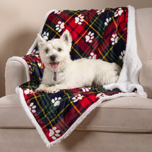 Load image into Gallery viewer, Pet Check Paw Flannel Fleece Throw