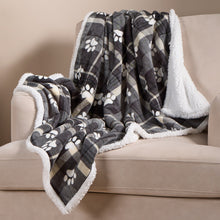 Load image into Gallery viewer, Pet Check Paw Flannel Fleece Throw