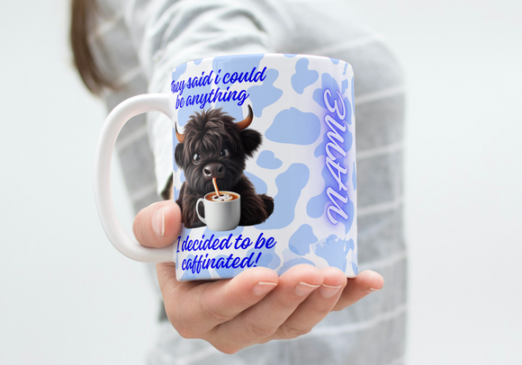 Personalised Highland Cow Caffinated Mug