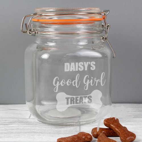 Personalised Good Girl Treats Glass Kilner Jar