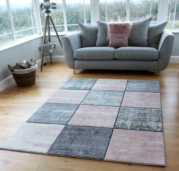 Blush Pink Grey Shadow Rug