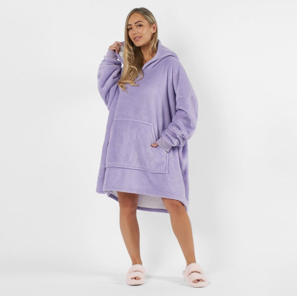 Oversized Fleece Hooded Blanket, Lilac