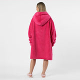 Oversized Coral Fleece Hooded Blanket, Fuchsia