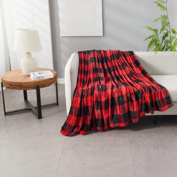 Buffalo Check Red Fleece Throw