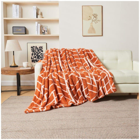 Teddy Geo Fleece Blanket Throw