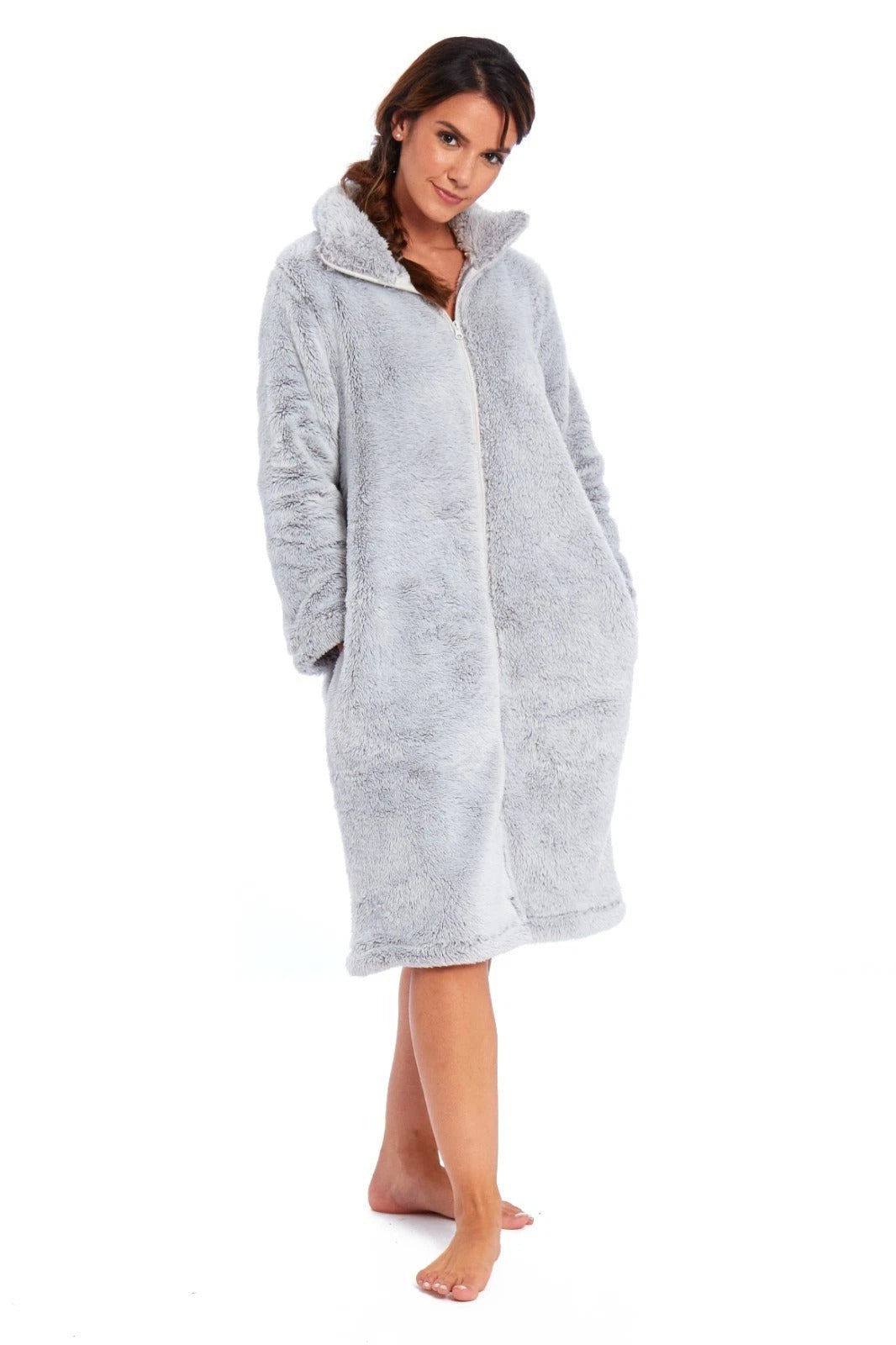 Full ZIP UP Ladies Soft  Fluffy  Dressing Gown