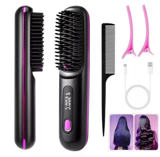 Cordless Portable Hair Straightener Brush