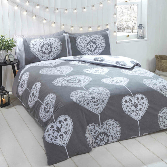 Scandi hearts Reversible Brushed Duvet