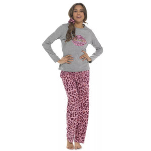 Ladies Pyjamas 3PC Set Jersey Printed PJ  & Scrunchie