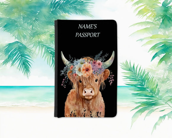 Personalised Passport Holder - Highland Cow