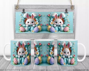 3D Easter Bunny  Mug - Teal