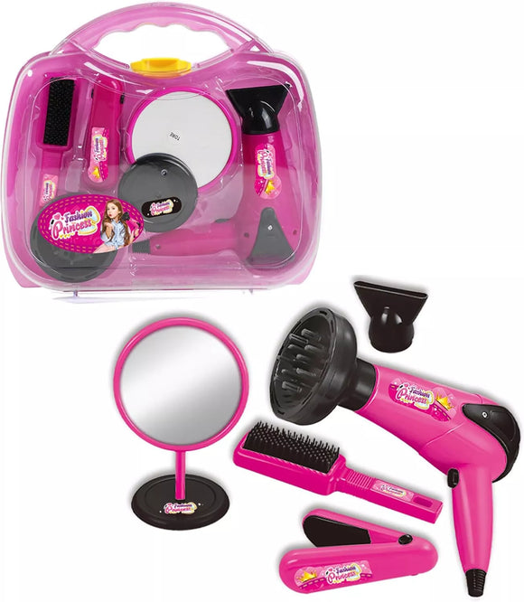 Girls Hairdresser Role Play Set Kids Hair Dryer Stylist Carry Case Toys Gift