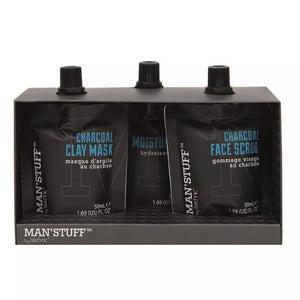 Mens Skincare Gift Set Charcoal Face Wash Moisturiser Face Scrub 3pc