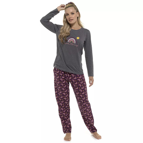 Ladies Pyjamas 3PC Set Jersey Printed PJ  & Scrunchie