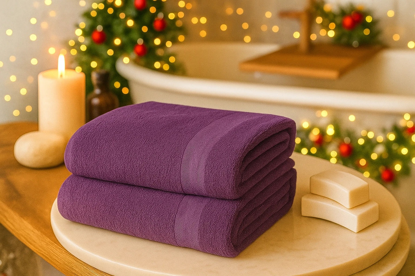 2PCS Extra Large Jumbo Bath Sheets 100% Egyptian Cotton