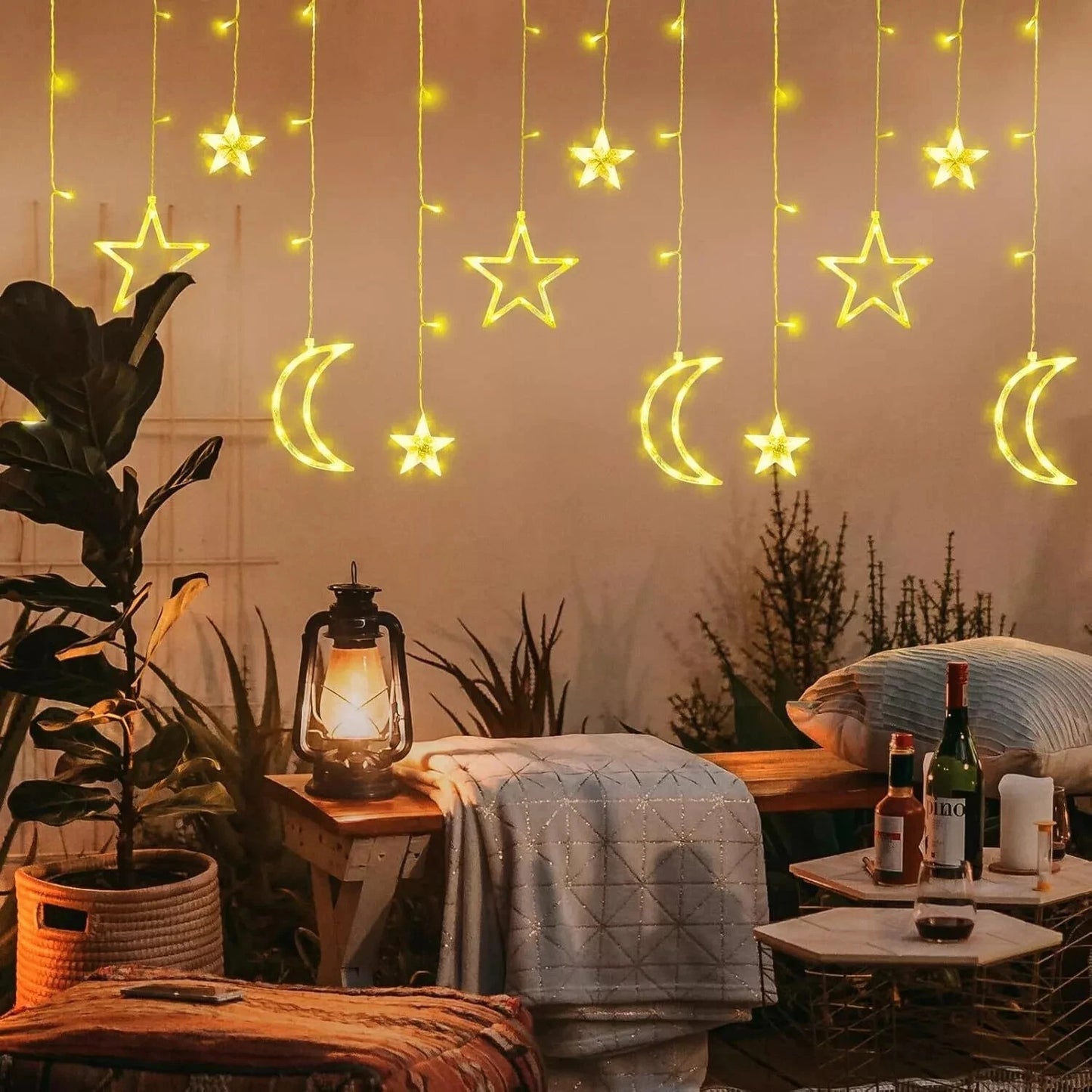 3.5M Star & Moon LED Window Curtain Lights