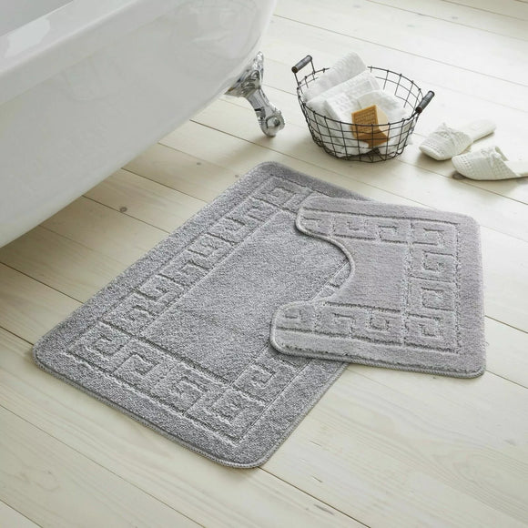 Non Slip 2 Pc Bath Mat & Pedestal Set