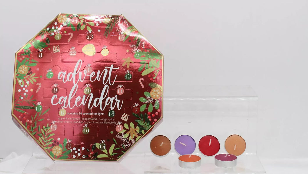 24 x Festive Scented Tealight Christmas Advent Calendar Gift