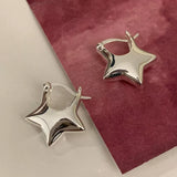 925 Sterling Silver Lovely Star Shaped Hoop Earrings