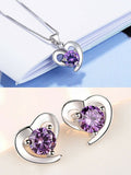 Heart Pendant Necklace & Stud Earrings