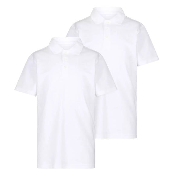 Boys 2 Pack White Polo School T Shirts