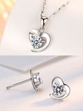 Heart Pendant Necklace & Stud Earrings