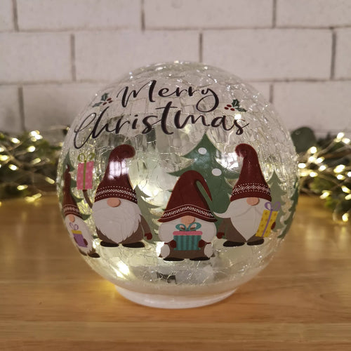 Battery Operated Light up Gonks Crackle Glass Ball