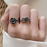 Vintage Beauty Rose Adjustable Ring 925 Sterling Silver