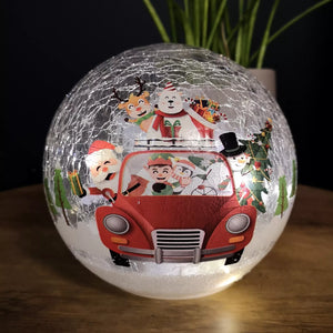 Battery Operated Light up Santa and Friends Crackle Glass Ball