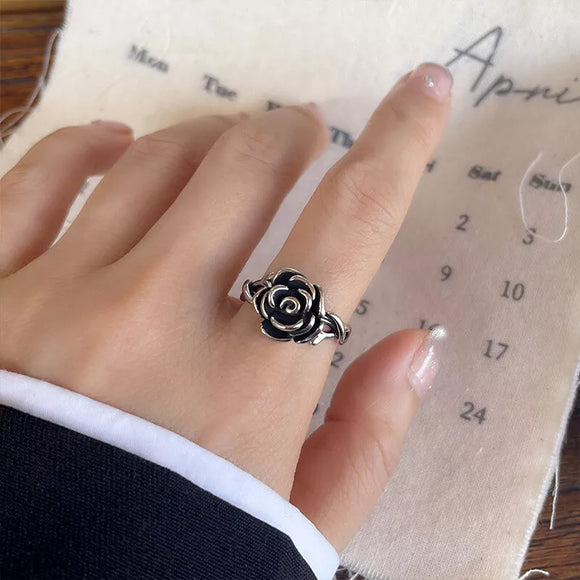 Vintage Beauty Rose Adjustable Ring 925 Sterling Silver