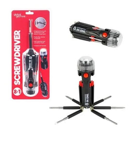 Multi function 8 in 1 Screwdriver with LED Torch Flashlight