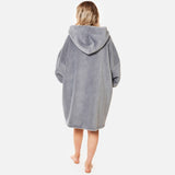 Sherpa Zip Up Hoodie Blanket, Charcoal - One Size