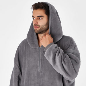 Half Zip Hoodie Blanket - Charcoal Grey