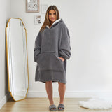 Half Zip Hoodie Blanket - Charcoal Grey