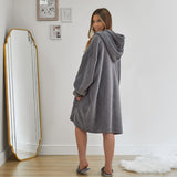 Half Zip Hoodie Blanket - Charcoal Grey