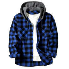 Load image into Gallery viewer, Mens Plaid Check Hooded Shirt