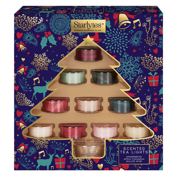 Starlytes Christmas Scented Tealights & Holder Set