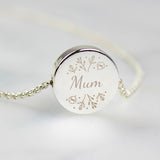 Personalised Silver Tone Wild Flowers Disc Necklace